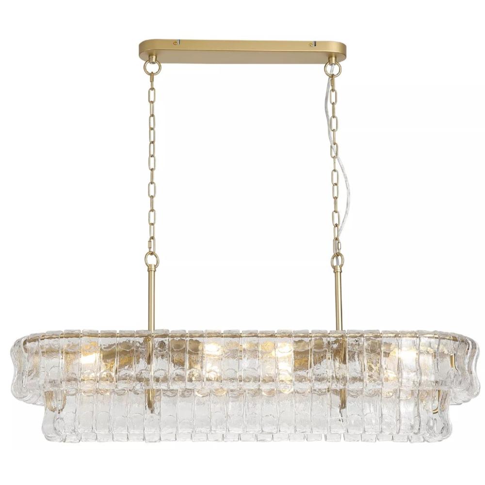 klasicky skleneny kristal zlaty velky podlhovasty luster lampa osvetlenie luxusny zavesny jedalensky stol obyvacka elegantny mestsky mosadz.jpg